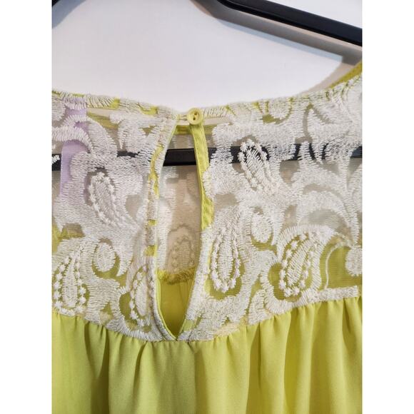 ALYA women's yellow BLOUSE with lace detail Size MEDIUM - Picture 4 of 9